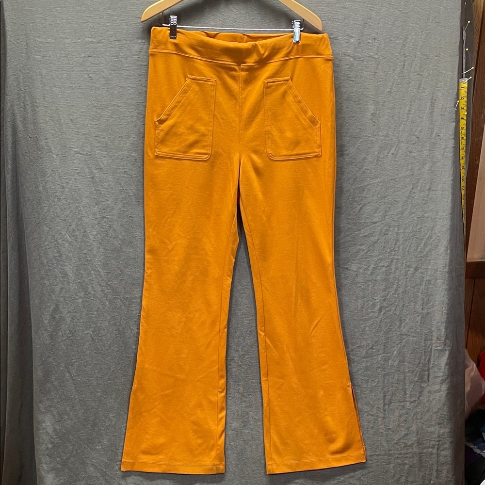 Maeve Anthropologie Mustard Yellow Eve point flare wide leg Pantsuit
